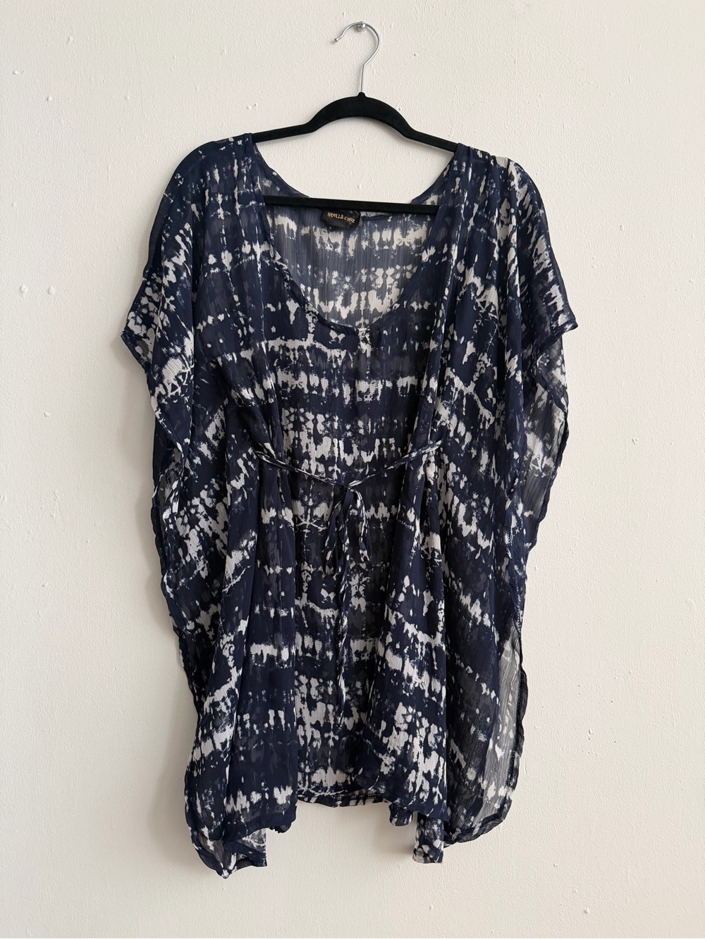 Stella Cruz Semi-Sheer Tie-Front Tie-Dye Cover-Up/Kaftan Sz S
